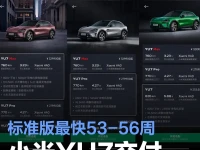 小米YU7交付时间更新 Max版最快33-36周标准版最快53-56周
